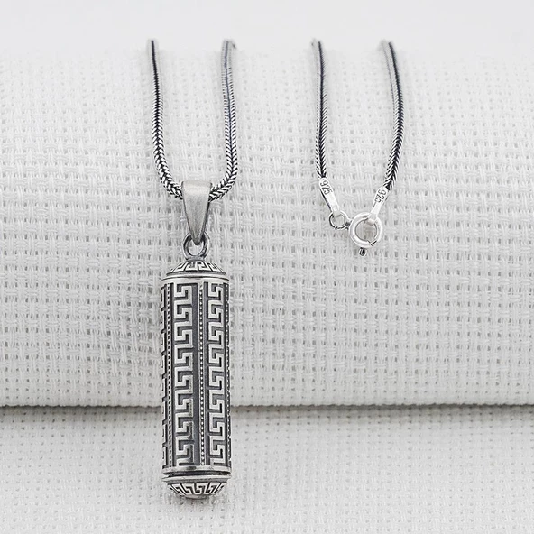 Silindir Tasarımlı 925 Ayar Gümüş Cevşen Muska Kabı Kolye Küçük Boy - 3