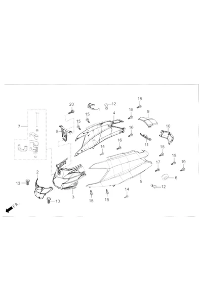 [HR125-DSH F0805 BY] DIŞ GRENAJ ARKA GÖVDE SOL BEYAZ #HR125-DSH F0805 BY ürün görseli 1