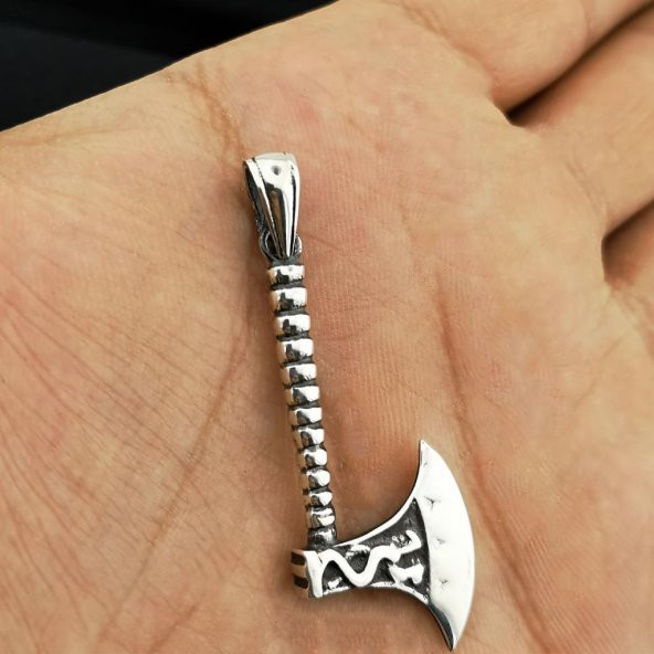 Özel Balta Tasarımlı 925 Ayar Gümüş Kolye Ucu - 2