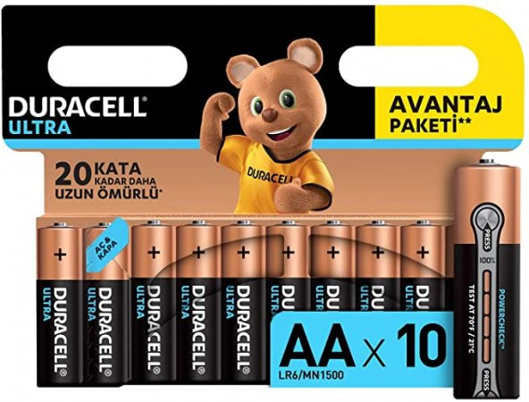 Duracell Ultra Alkalin AA Kalem Pil 10’lu paket
