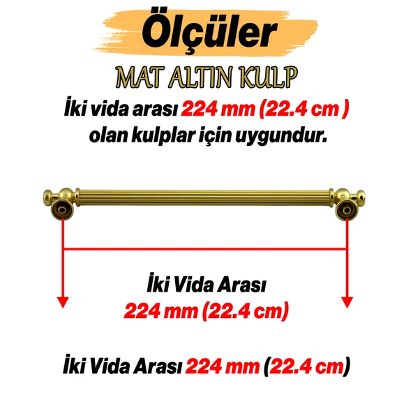 Osmanlı Metal Çizgili Altın Kulp 224 mm 22.4 cm Mobilya Çekmece Mutfak Dolabı Dolap Kapak Kulb Kulpu - 2