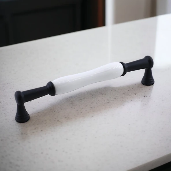 Anav Porselen Kulp 160 mm Mobilya Çekmece Mutfak Dolabı Dolap Kapak Kulpları Kulb Kulpu Siyah - 4