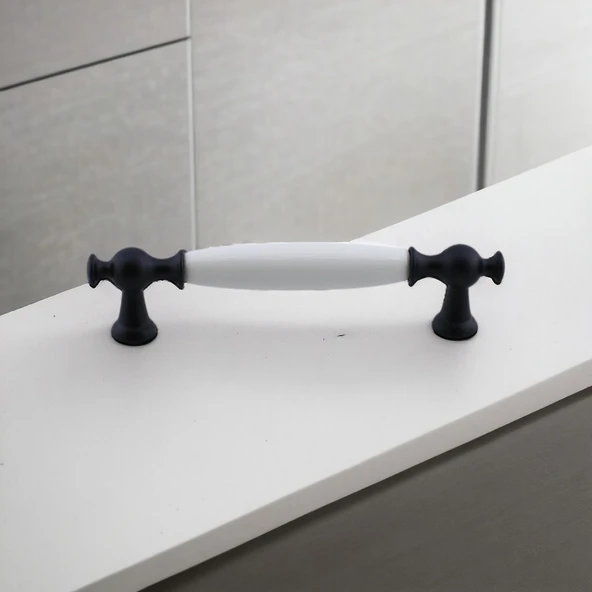 Arnas Porselen Kulp 128 mm Mobilya Çekmece Mutfak Dolabı Dolap Kapak Kulpları Kulb Kulpu Siyah - Resim 7