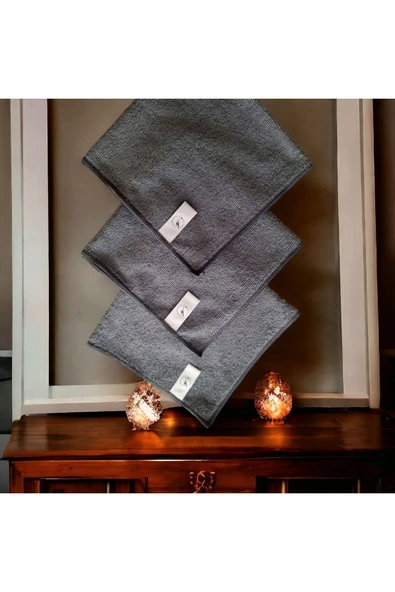 Gri Mikrofiber Temizlik Bezi 3 Adet Ev Ve Cam Temizliği Araba Tezgaüstü Bezi - 6