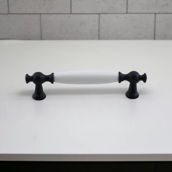 Arnas Porselen Kulp 128 mm Mobilya Çekmece Mutfak Dolabı Dolap Kapak Kulpları Kulb Kulpu Siyah - Resim 4