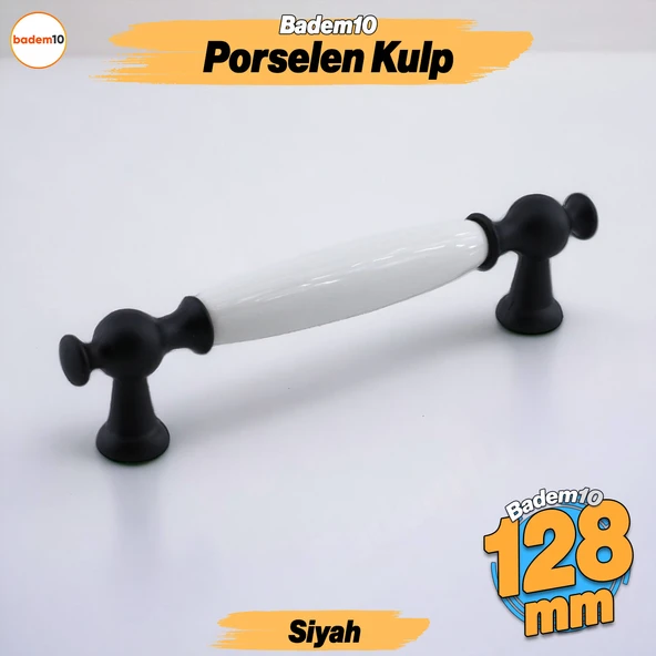 Arnas Porselen Kulp 128 mm Mobilya Çekmece Mutfak Dolabı Dolap Kapak Kulpları Kulb Kulpu Siyah