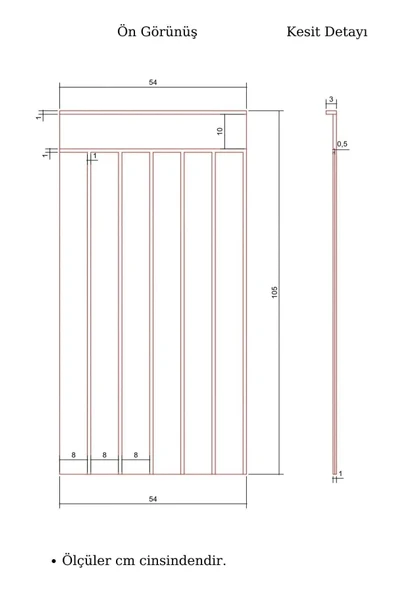 Decocraft Dekoratif Duvar Paneli ( 54 X 105 Cm ) Boyanabilir Ahşap 8 Mm Ham Mdf Duvar Paneli - 8