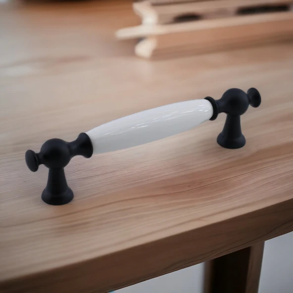 Arnas Porselen Kulp 96 mm Mobilya Çekmece Mutfak Dolabı Dolap Kapak Kulpları Kulb Kulpu Siyah - Resim 8