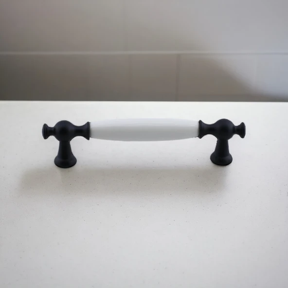 Arnas Porselen Kulp 96 mm Mobilya Çekmece Mutfak Dolabı Dolap Kapak Kulpları Kulb Kulpu Siyah - Resim 6