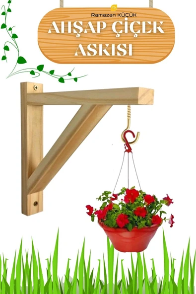Ramazan Küçük Ahşap Sarkıt Çiçekler Için Kancalı Duvar Askılığı Balkon Askısı Ahşap Çiçeklik