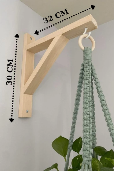 Ramazan Küçük Ahşap Askı Çiçek Aparatı Kancalı Duvara Monte Portatif Çiçek Askısı - Resim 5