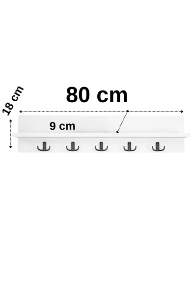 Green Life Design Portmanto Duvar Askılığı Elbise Askılığı Beyaz  Duvar Rafı 80 Cm - 3