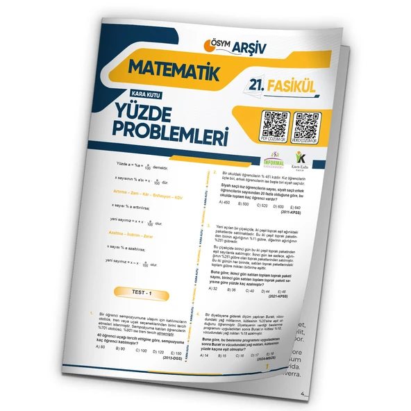2025 KPSS Matematik Yüzde Problemleri ÖSYM Çıkmış Soru Bankası Modüler Set Çözümlü 21.Fasikülü
