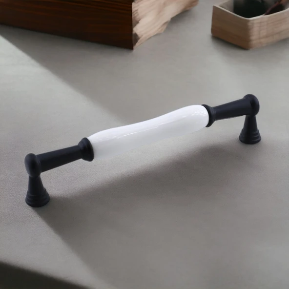 Anav Porselen Kulp 192 mm Mobilya Çekmece Mutfak Dolabı Dolap Kapak Kulpları Kulb Kulpu Siyah - 7