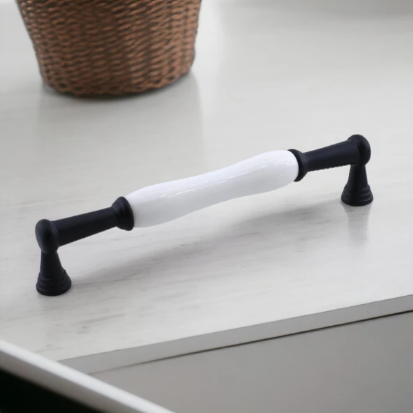 Anav Porselen Kulp 192 mm Mobilya Çekmece Mutfak Dolabı Dolap Kapak Kulpları Kulb Kulpu Siyah - 2