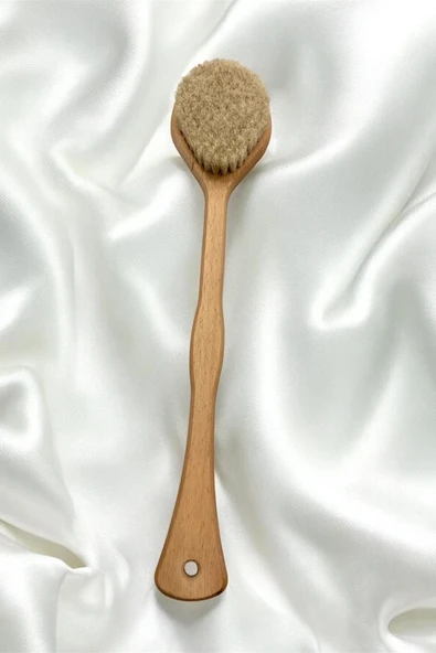 %100 Doğal At Kılı Sırt Fırçası Ahşap Saplı Duş Fırçası - 4