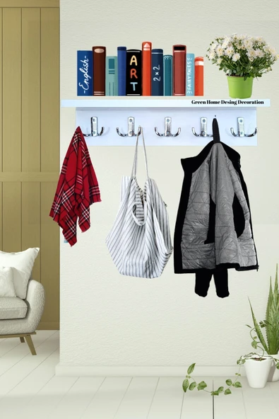 Green Home Desing Decoration Portmanto Duvar Askılığı Elbise Askılığı Beyaz Kapı Arkası Hol Koridor Mutfak Havlu Askılığı - 2