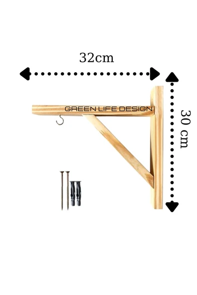 Green Life Design Ahşap Çok Amaçlı Duvar Askısı Çiçek &kuş Kafesi Askısı Pratik Modern Duvar Askılığı - 7