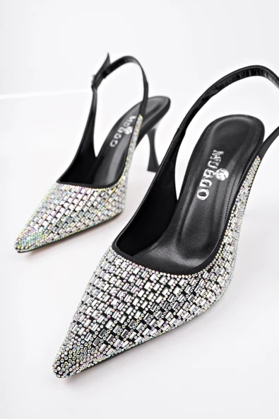 Muggo JEWELLERY Kadın Sivri Burun Arkası Açık Günlük Klasik Topuklu Abiye Ayakkabı - 9