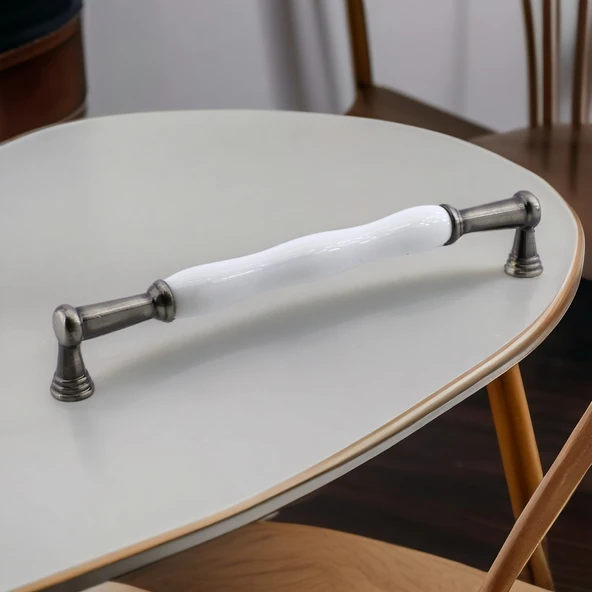 Anav Porselen Antik Nikel Kulp 192 mm Mobilya Çekmece Mutfak Dolabı Dolap Kapak Kulpları Kulb Kulpu - 3
