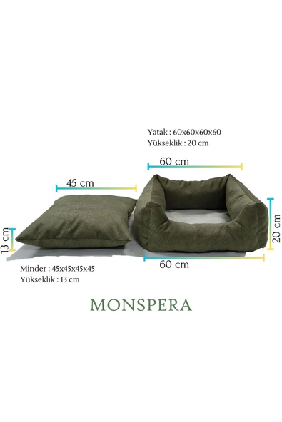 Monspera Büyük Pet Kedi & Köpek Yatağı Ayrı Kullanılabilir Minderli 60x60x60x60 - 2