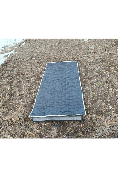 Koyu Antrasit Gri Taşınabilir Katlanır Yatak Karavan Kamp Yatağı Anne Yanı Yer Yatağı - 2