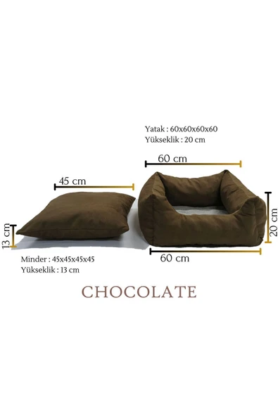 Chocolate Büyük Pet Kedi & Köpek Yatağı Ayrı Kullanılabilir Minderli - 2