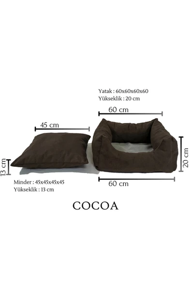 Cocoa Büyük Pet Kedi & Köpek Yatağı Ayrı Kullanılabilir Minderli 60x60x60x60 - 2