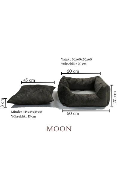 Moon Büyük Pet Kedi & Köpek Yatağı Ayrı Kullanılabilir Minderli 60x60x60x60 - 2