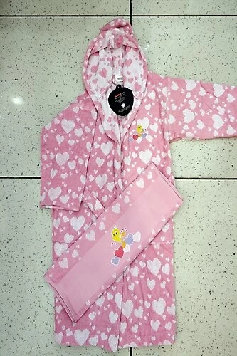 Özdilek Tweety Heart Lisanslı Çocuk Havlu Bornoz Seti Pembe 7/8 Yaş