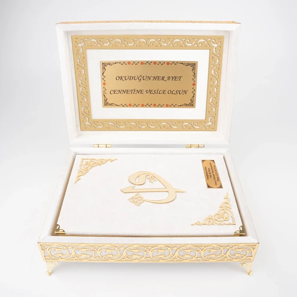 Raşel Kaplama Rahleli Kur'an-ı Kerim (Orta Boy, Krem) - 9