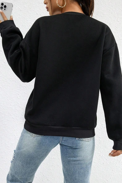 Unisex Nice Baskılı Bisiklet Yaka Sweatshirt - 2