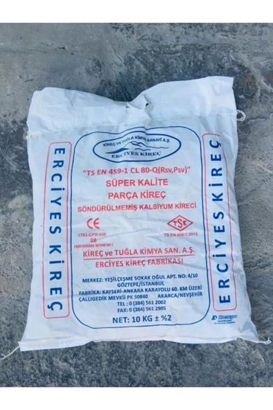 Erciyes Sönmemiş Kireç - Taş Kireç - 10 Kg