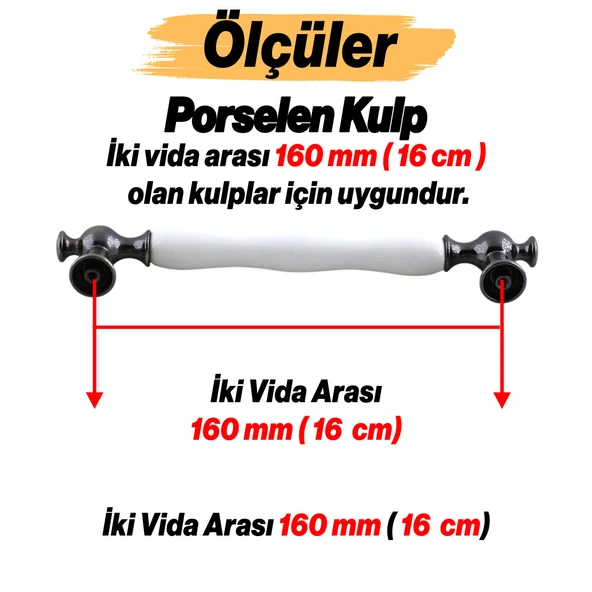 Aruh Porselen Antik Nikel Kulp 160 mm Mobilya Çekmece Mutfak Dolabı Dolap Kapak Kulpları Kulb Kulpu - Resim 3