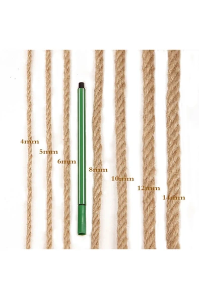 10 Mm 10 Metre Jüt Halat Ip Dekoratif Hasır Ip Kendir - 3