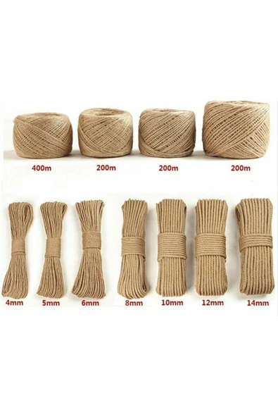 4 Mm 300 Metre Jüt Halat Ip Dekoratif Hasır Ip Kendir - Resim 3