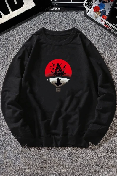 Unisex Itachi Uchiha Baskılı Bisiklet Yaka Sweatshirt ürün görseli 1