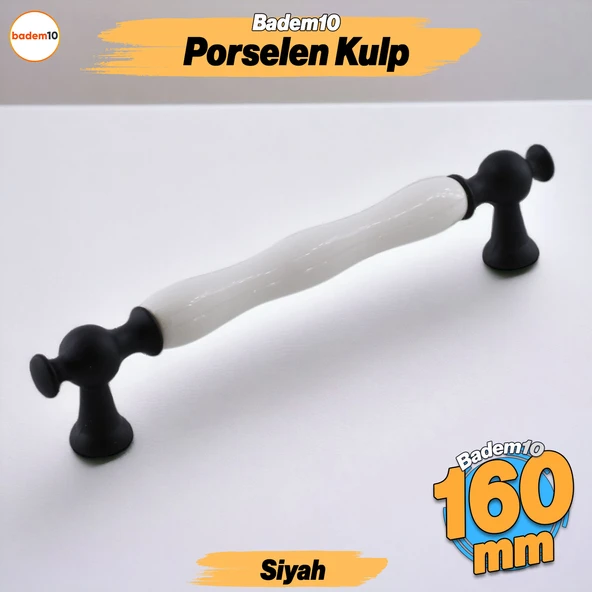 Arnas Porselen Siyah Kulp 160 mm Mobilya Çekmece Mutfak Dolabı Dolap Kapak Kulpları Kulb Kulpu