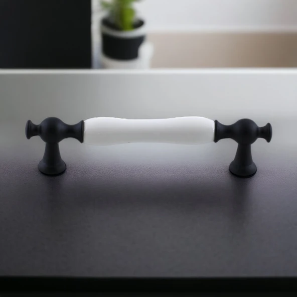 Aruh Porselen Siyah Kulp 128 mm Mobilya Çekmece Mutfak Dolabı Dolap Kapak Kulpları Kulb Kulpu - 6