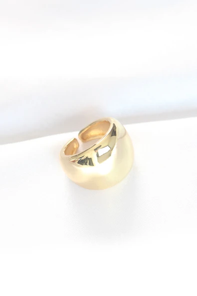 Gold Renk Ayarlanabilir Bombeli Ayna Yüzük - TJ-BYK3123 - 2