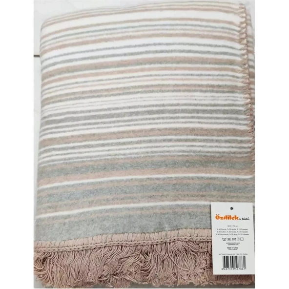 ÖZDİLEK STRİPE TV BATTANİYESİ PAMUKLU 130X170 PUDRA - 2