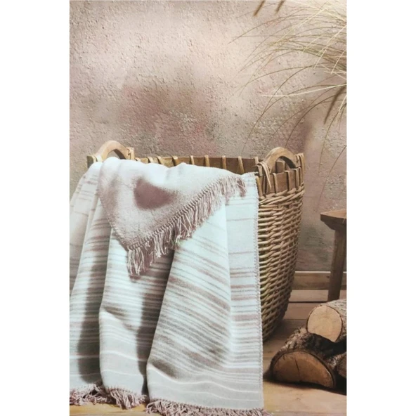 ÖZDİLEK STRİPE TV BATTANİYESİ PAMUKLU 130X170 PUDRA