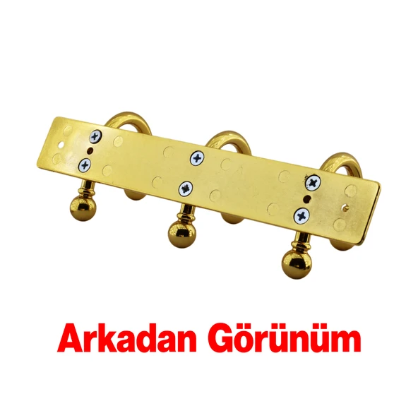 Metal 3'lü Birleşik Vestiyer Duvar Monteli Askı Dolap Askılığı Vidalı Gold Elbise Askısı 1 Adet - 3