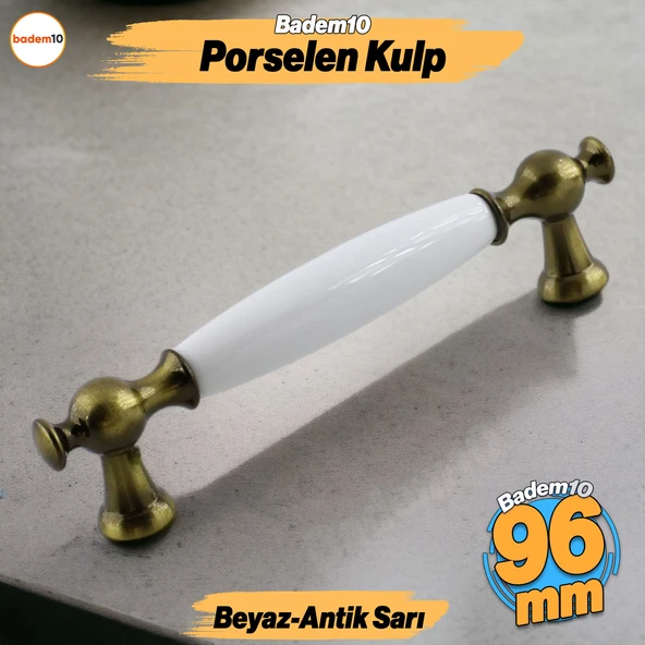 Arnas Porselen Antik Sarı Kulp 96 mm Mobilya Çekmece Mutfak Dolabı Dolap Kapak Kulpları Kulb Kulpu ürün görseli