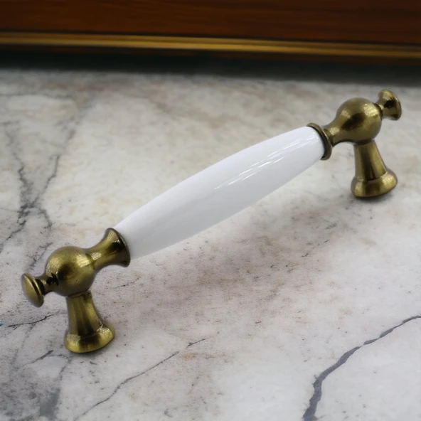 Arnas Porselen Antik Sarı Kulp 96 mm Mobilya Çekmece Mutfak Dolabı Dolap Kapak Kulpları Kulb Kulpu - Resim 2