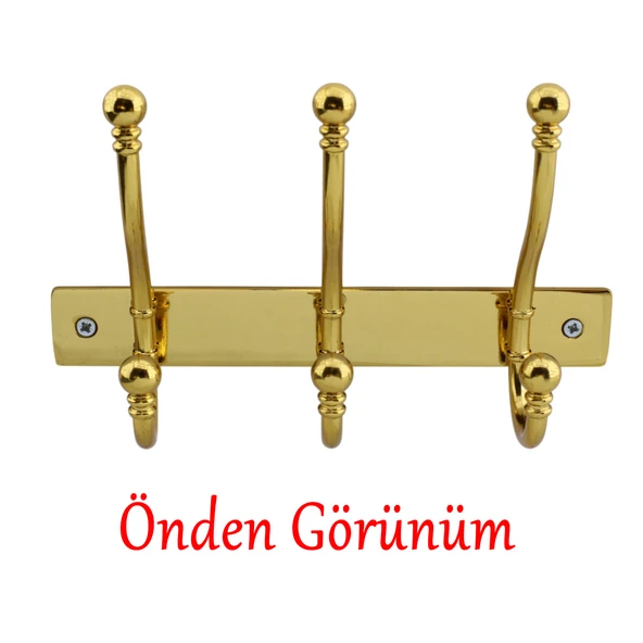 Metal Gold 3'lü Birleşik Portmanto Vestiyer Duvar Monteli Dolap Askılığı Vidalı Elbise Asma 1 Adet - Resim 7