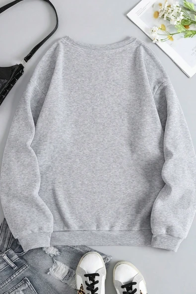 Unisex Uykucu Panda Baskılı Bisiklet Yaka Sweatshirt - 4