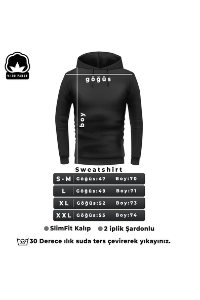 Unisex Pusula Sırt Baskılı Bisiklet Yaka Sweatshirt - 3