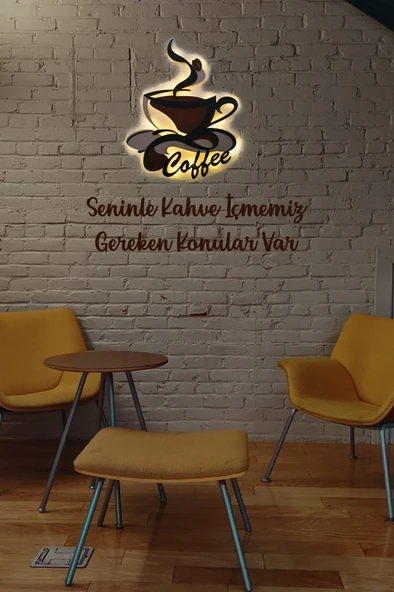 Veraart Işıklı 2 Katmanlı Kişiye Özel Kahve Fincanı Figürlü Tablo Mutfak ve Cafe Duvar Dekorasyonu