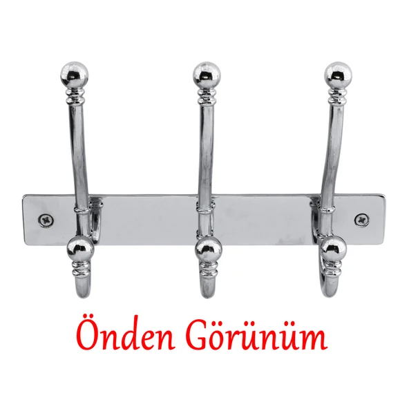 Metal Krom 3'lü Birleşik Portmanto Vestiyer Duvar Monteli Dolap Askılığı Vidalı Elbise Asma 1 Adet - Resim 6